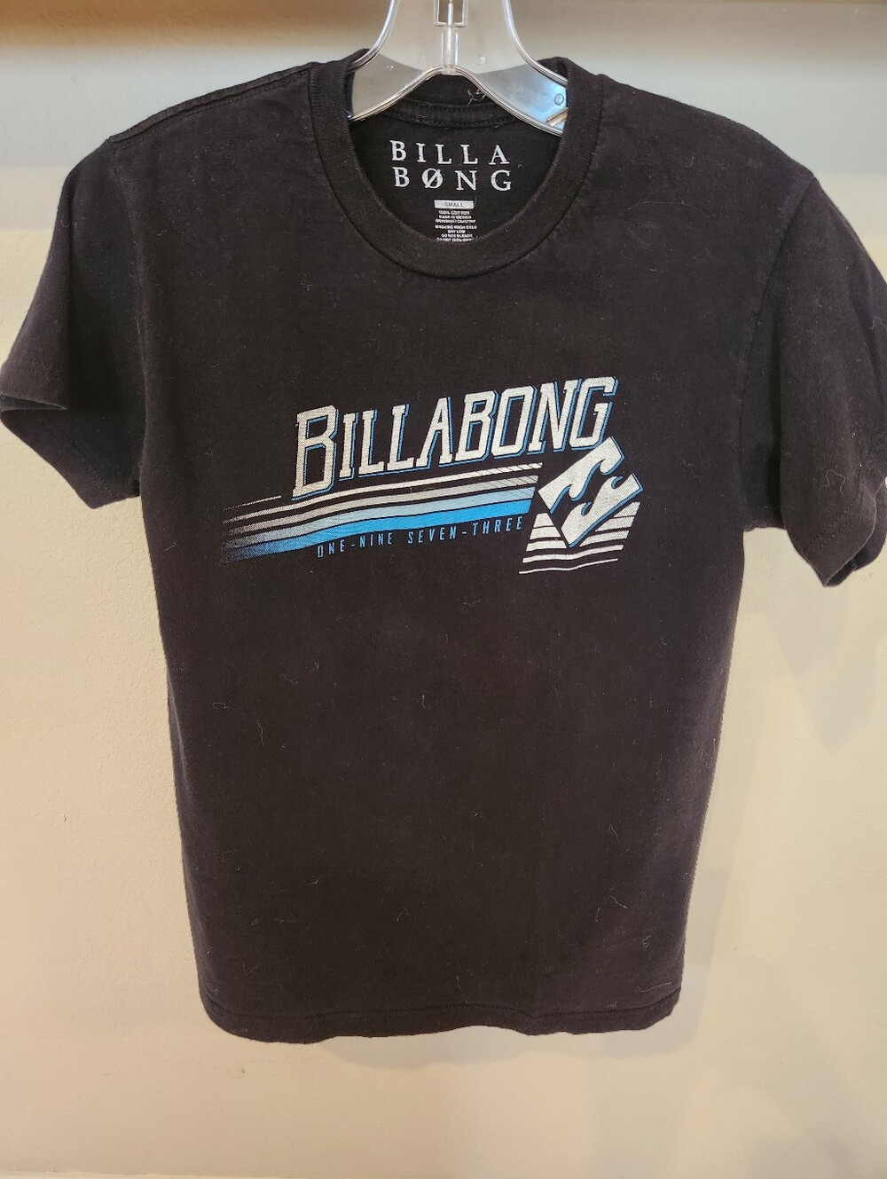 Billabong Black Tee with White Logo Print